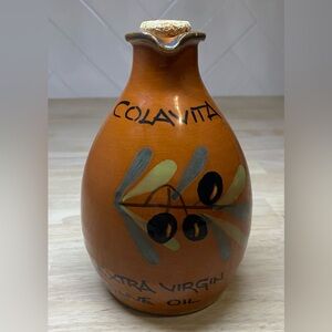 Colavita Vintage Olive Oil Bottle w/ Stopper Ceramic Extra Virgin EMPTY Painted